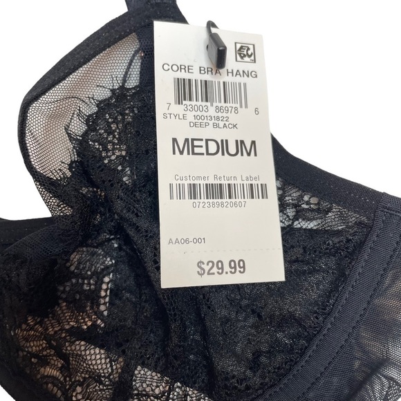 INC Intimates Underwire Lace Bra & Lace Trim Mesh Brief Underwear Black Medium - Picture 8 of 13